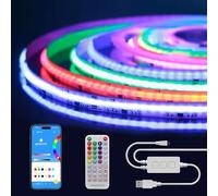 Fosingut RGB IC Tira LED COB Pixel Direccionable 2m,DC5V Tiras LED Inteligente con Sinc Música,APP y IR Remoto,CRI 90+ Fancy LED TV Kit,Luz led Adhesiva para Luces LED Habitacion,Bar,Fiesta DIY deco