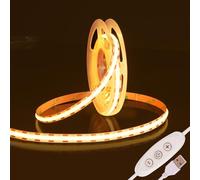 Fosingut Tira LED COB 2m,5V USB Regulable Luz de Fondo de TV, Blanco Cálido 3000K CRI90+ 960 LEDs Luces LED Strip Tiras LED de Interior Para Decor del Hogar DIY, Cocina, Espejo, Dormitorio, Bar