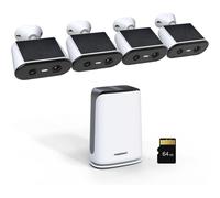 FOSSENXE Kit de cámara de vigilancia inalámbrica solar para exterior F12 + F18, resolución 2K, WiFi de doble banda, panel solar, baterías de Ion de Litio integradas en las cámaras, detección de movimi