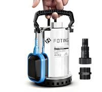 FOTING Bomba de agua Sumergible 400W, capacidad de 8.250 l/h, Altura máxima de suministro 7 m, inmersión máx. 7 m, interruptor de flotador, nivel mín. 7 mm, para jardín y depósitos