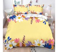 Fotmung Conjunto de Ropa de Cama Estampado Flores Coloridas, Set de Funda de Edredón 3 Piezas - 220x240 cm, Confort Superior en Todas Las Estaciones, Elegancia para tu Dormitorio Principal-D324