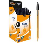FOTOCOPS BIC Cristal Fine Bolígrafos Azul, Negro, Rojo y Verde - Caja 50 u, Pack Especial Escolar y Oficina
