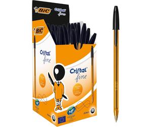FOTOCOPS BIC Cristal Fine Bolígrafos Azul, Negro, Rojo y Verde - Caja 50 u, Pack Especial Escolar y Oficina