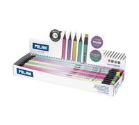 FOTOCOPS Lápiz de Grafito HB MILAN Sunset con Goma, Edición Especial Color Pastel Degradado, Escritura Suave y Precisa, Mina Resistente a la Rotura, Diseño Ergonómico PACK 24 UNIDADES