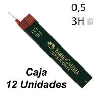 FOTOCOPS Minas Faber Castell Grafito 9065 - 0,5 mm 3H, Estuche de 12 Unidades, Precisión y Calidad