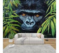 Fotomural - Papel pintado Gorila de la selva, animal salvaje, moderno, para pared, sala de estar, dormitorio, habitación infantil, decoración de pared, 200cmx140cm Póster - Adhesivo de pared - Cuadro