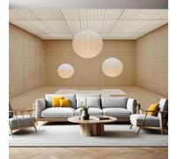 Fotomural Patrón de pared y cuadrícula 400 x 280 cm White Papel Pintado 3D Moderno para Decoración de Pared en Salón, Dormitorio o Comedor