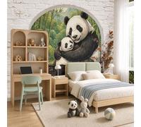 Fotomurales 184x127cm XXL Papel pintado tejido no tejido Decoración de Pared decorativos Murales moderna de Diseno Fotográfico naturaleza,Animales exquisitos: Panda,La madre panda abraza a su cría.