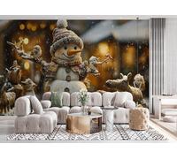 Fotomurales de Pared Muñeco De Nieve Papel Pintado de Fotografía de Bosque Precioso mural de Tejido No Tejido 400Anx280Al cm, Moderno Mural de Pared Para Sala de Estar, Dormitorio Murales 25G-24