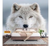 Fotomurales XL 250x175 cm Lobo áRtico Feroz Impermeable Papel Pintado Tejido no Tejido Blanco Decoración de Pared Moderna Murales para Pared Salón Cocina Baño Pasillo Comedor