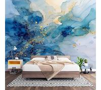 Fotomurales XXL 450x315 cm Textura de MáRmol Abstracta Impermeable Papel Pintado Tejido no Tejido Azul Decoración de Pared Moderna Murales para Pared Salón Cocina Baño Pasillo Comedor