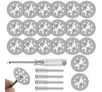 FOTYBEI Rueda de corte de diamante 545 (30 mm), 20 piezas con mandril 402 (3 mm), 4 piezas y destornillador para herramientas rotativas Dremel, discos de corte de vidrio de piedra