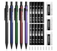Four Candies 0.5 mm Mechanical Pencil Set with Case - 5PCS Metal Mechanical Pencils, 10 Tubes HB #2 Lead Refills, 3PCS 4B Erasers and 9PCS Eraser Refills, College School Supplies for Student Writing