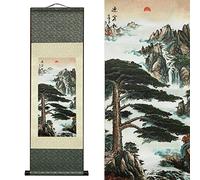 FOVNOT Decoracion China, Asiático Pared Decoración Hermosa Seda Desplazarse Tapices de Pared China Arte Pared Cuadros Decorativo Cuadro Desplazarse