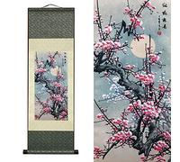 FOVNOT Decoracion China, Asiático Pared Decoración Hermosa Seda Desplazarse Tapices de Pared China Arte Pared Cuadros Decorativo Cuadro Desplazarse