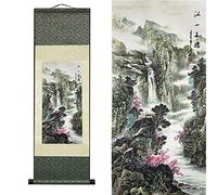 FOVNOT Decoracion China, Asiático Pared Decoración Hermosa Seda Desplazarse Tapices de Pared China Arte Pared Cuadros Decorativo Cuadro Desplazarse
