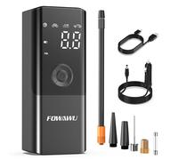 FOWAWU 6000mAh Compresor Aire Portatil, 150PSI 12V DC Bomba de Aire Bicicleta Electrica con gran pantalla doble LCD y Linterna LED, Inflador Ruedas Coche para Moto, Bicicletas, Pelotas