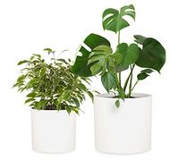 Fox & Fern Maceteros,Set 2 Macetas Decorativas Interior, Macetas Exterior Grandes, para Plantas y Flores Resistente a Rayos UV y Heladas, Maceteros Exterior, Tapón de Drenaje, Piedra de Fibra
