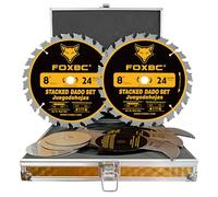 FOXBC Juego de cuchillas de dado apilables de carburo de 8 pulgadas para sierra SawStop, Jet, Dewalt, Bosch, Herramientas, 14 piezas