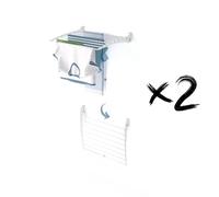 foxydry Fold, Tendedero de pared, tendedero vertical, plegable de interior y exterior de aluminio y acero (blanco - cierre hacia abajo, 2 x Fold 60)
