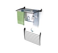 foxydry Fold, Tendedero de Ropa de Pared Extensible Vertical, Plegable para Interior y Exterior de Aluminio y Acero 82x50x50 cm (Negro - Cierre en la parte inferior, 82 cm)