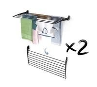 Foxydry Fold, tendedero de ropa plegable para colgar en la pared, tendedero de ropa plegable vertical para interiores y exteriores en acero de aluminio (Negro - Liquidación, 2X Fold 120)