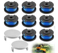 Foydream Bobina de Repuesto Desbrozadora, 10 Piezas para Ryobi Bobina Desbrozadora, 8 Bobinas + 2 Tapas, Bobina Corte de 1,65 mm Diámetro y 4,9 m Largo para Recortadoras de Césped