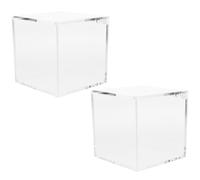 FOYTOKI Caja Expositora Acrílica Transparente 20x20x20 Cm Tapa Abatible, Set de 2 Piezas para Almacenamiento y Exhibición de Figuras Coleccionables, Vitrinas Ant Polvo para Colecciones