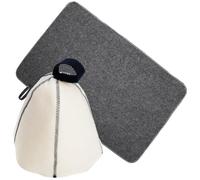 FOYTOKI Sombrero de Sauna de Fieltro Almohadilla, Azul y Gris, Protege el Cuero Cabelludo Cabello del Calor, Secado Rápido, para Sauna, para Mujeres y Familia