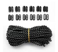 FQTANJU Cordón de cadena de cuentas de plástico negro de 10 yardas con 12 clips de conector, piezas de repuesto para persianas verticales, persianas romanas