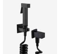 FQYEP Bidet para WC Portatil Montada En La Pared Kit Ducha Higiénica para WC Latón Incluye Válvula Angular,Mangueras Y Soporte De Fijación,Negro