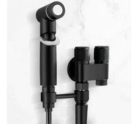 FQYEP Cabezal De Ducha Bidet Rociador Inodoro Ducha Portátil Negro Latón Montado En La Pared con Válvula Desviadora Y Soporte Giratorio Se Puede conectar Al Inodoro O A La Lavadora