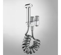 FQYEP Cabezal De Rociador Bidet Cromado Latón Una Entrada Dos Salidas Ducha Higiénica para Inodoro Montada En La Pared Adecuada para Limpieza De Baños Y Mascotas