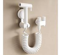 FQYEP Grifos De Bidé Pulverizador Blanco Bidet Portatil para WC Montaje En Pared Latón Caño Doble con Soporte Y Manguera Adecuada para Limpiar Suelos De Baño