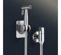 FQYEP Juego De Bidet para Inodoro Montado En La Pared Inodoro Pulverizador De Bidé con Soporte Sin Taladro Adecuado para Limpieza Del Baños,Cromado