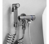FQYEP Kit Rociador Bidet para WC Ducha Bidet Portátil Latón Adecuada para La Limpieza Diaria Del Baño Y La Limpieza De Mascotas,Gris Pistola