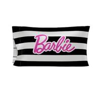 Franco Collectibles Barbie Barbicore - Funda de Almohada estándar de satén Sedoso de 20 x 30 Pulgadas, Color Blanco y Negro (Producto Oficial)