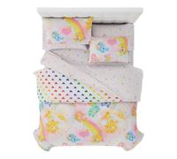 Franco Collectibles Care Bears - Juego de Ropa de Cama clásica Retro arcoíris de 7 Piezas súper Suave y con Funda, tamaño matrimonial (Producto 100% Oficial)