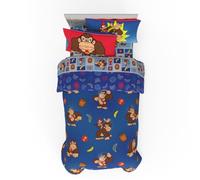 Franco Collectibles Nintendo Donkey Kong Set de Ropa de Cama 5 Piezas, edredón Reversible Muy Suave con sábanas y Funda de Almohada, tamaño Individual (Producto con Licencia Oficial)