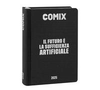 Franco Cosimo Panini COMIX - Agenda diaria de 16 meses, agenda escolar 2024-2025 para niños y niñas, con tapa dura, ideal para la escuela secundaria, 13 x 17,8 cm, negro y plateado