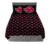 Franco Naruto Akatsuki Anime Bedding - Juego de sábanas de Microfibra súper Suave tamaño Queen (Producto Oficial de Naruto)