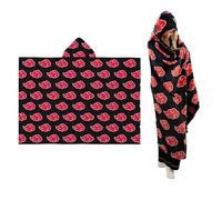 Franco Naruto Anime Akatsuki Cloud Bedding Super Soft and Cozy Wearable Hooded Throw Blanket, 70 in x 50 in (Official Licensed Product) Collectibles
