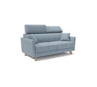 Francy sofá cama con reposacabezas ajustables 180 cm (mat. 140x197) azul claro