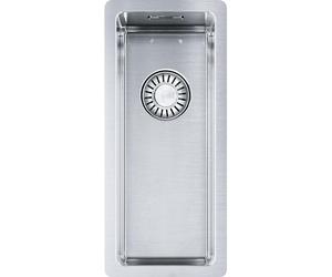 FRANKE BOX, modelo BXX 110-16, 200x450 mm, con cestillo de desagüe integrado que funciona como válvula de cierre, con rebosadero oculto, con juego de desagüe, acero inoxidable cepillado