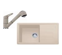 Franke - Conjunto de cocina G122, fregadero de fragranite BSG 611-78/39, sahara + grifo FC 9547.082, cromo/sahara 114.0441.183