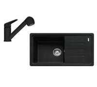 Franke - Conjunto de cocina G122MČ, fregadero de fragranite BSG 611-78/39 + grifo FC 9547.901, negro mate 114.0700.763