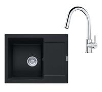Franke - Conjunto de cocina G256MČ, fregadero de fragranite MRG 611-62 + grifo FS 3229.031, negro mate/cromo 114.0700.711