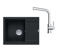 Franke - Conjunto de cocina G257MČ, fregadero de fragranite MRG 611-62 + grifo FS 3230.031, negro mate/cromo 114.0700.714