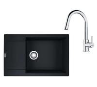 Franke - Conjunto de cocina G260MČ, fregadero de fragranite MRG 611-78 BB, + grifo FS 3229.031, negro mate/cromo 114.0700.723