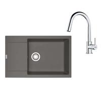 Franke - Conjunto de cocina G260ŠK, fregadero de fragranite MRG 611-78, + grifo FS 3229.031, piedra gris/cromo 114.0700.725